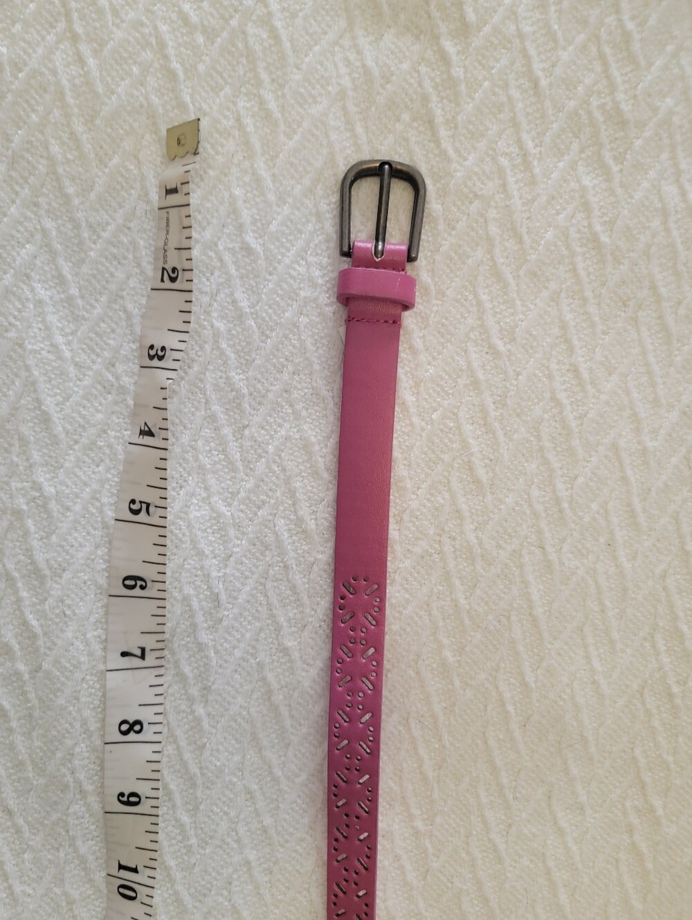 Vintagw Pink Laser-Cut Leather Belt
